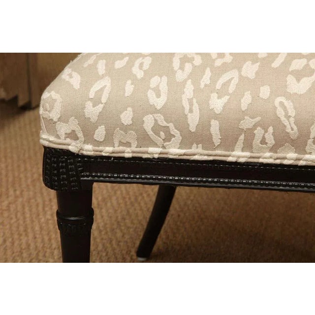 Vintage 1940's Grosfeld House Regency Wood Side Chairs With Cream and Off White Leopard Upholstery Pair Of For Sale - Image 9 of 10