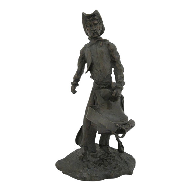 Colorado Cowboy With Saddle James Turner Sr. Western Art Bronze Statue For Sale