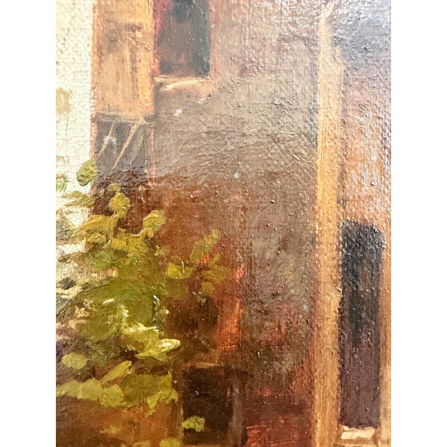 1910s Antique 1913 Venetian/Italian School Canal Scene v. Campiniz Figures Landscape For Sale - Image 5 of 16