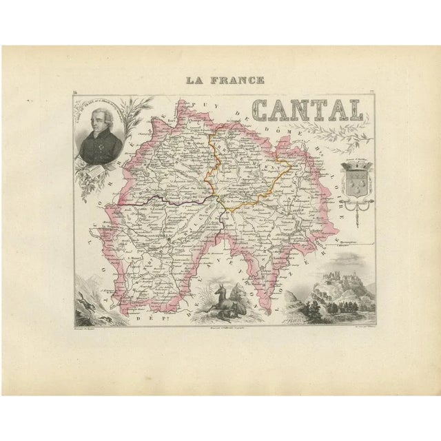 Map of Cantal France with Aurillac, 1800s For Sale - Image 10 of 10
