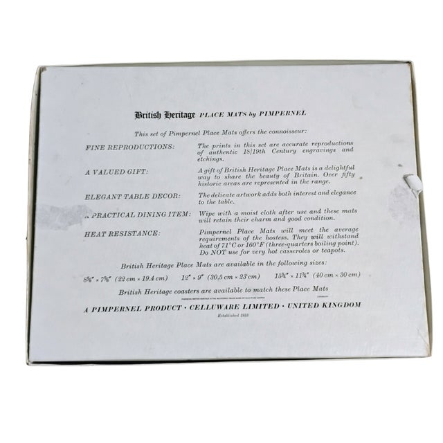 Vintage Pimpernel British Heritage Cork-Backed Placemats - Set of 8 - Boxed For Sale - Image 12 of 12