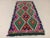 Textile Small Turkish Pink, Red & Green Wool Kilim Carpet, 1950s For Sale - Image 7 of 7