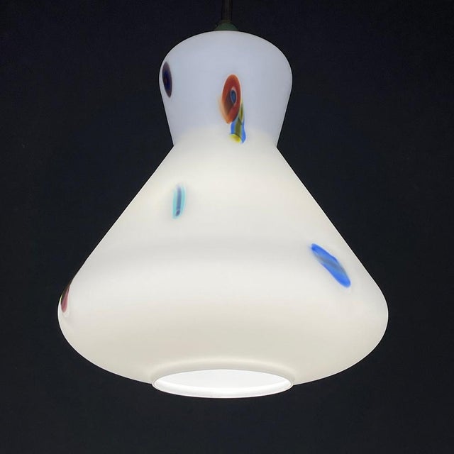 1950s Mid-Century Italian Opaline Murano Glass Pendant Lamp by Stilnovo, 1950s For Sale - Image 5 of 14