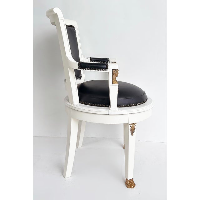 1850s French Empire Armchairs, Fine Gilt Bronze Mounts, Painted and Upholstered For Sale - Image 4 of 18