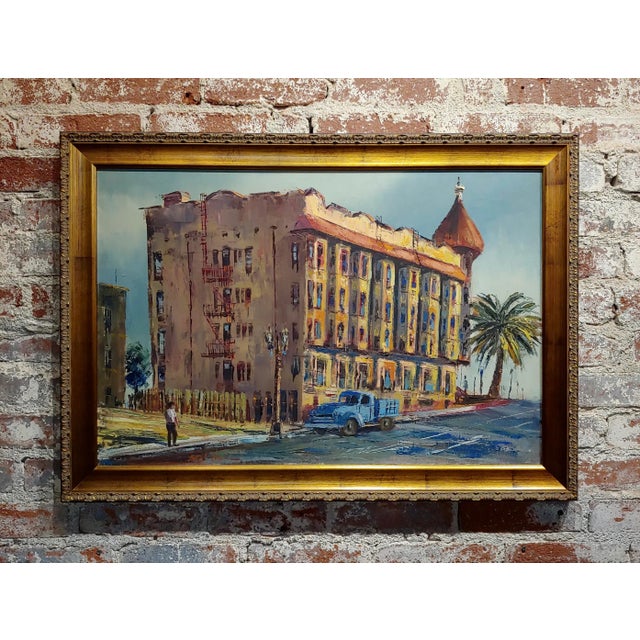 Ben Abril - the Minnewaska Hotel ,Bunker Hills, Los Angeles 1960s -Oil Painting For Sale - Image 9 of 9