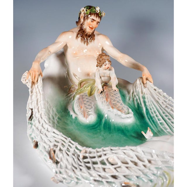 Ceramic Art Nouveau Group Capture of a Nymph attributed to Paul Helmig for Meissen, Germany, 1902 For Sale - Image 7 of 14