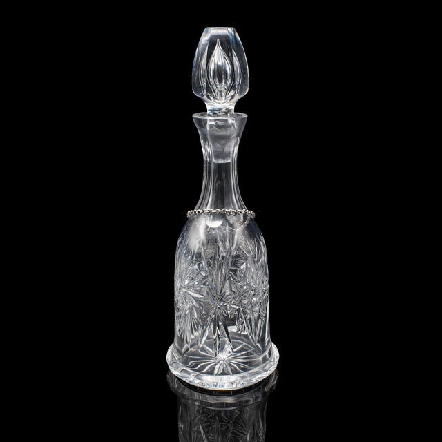 1950s Vintage Port Decanter, English, Glass, Silver Label, Spirit Bottle, Mid Century For Sale - Image 5 of 12