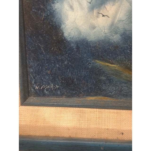 Coastal Small Vintage Painting, Framed For Sale - Image 3 of 7