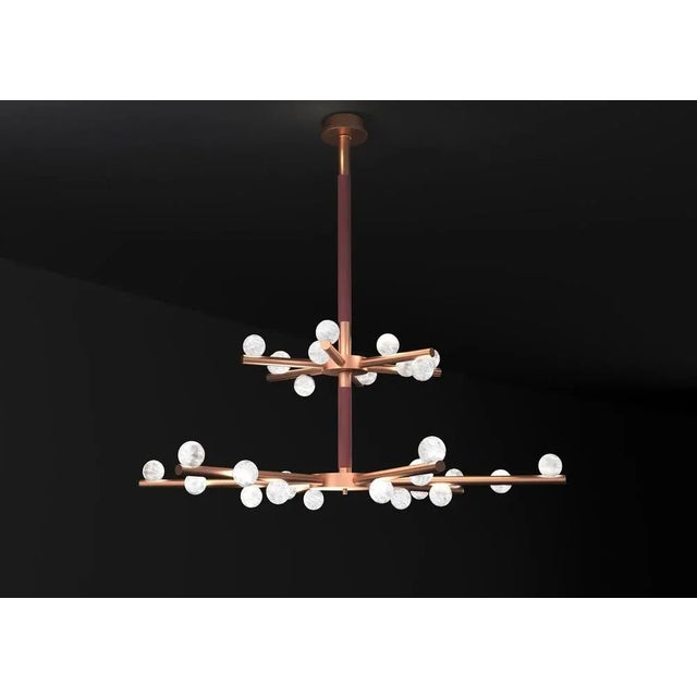 Demetra copper double chandelier by alabastro italiano dimensions: d 85 x w 97 x h 96 cm. Materials: white alabaster,...