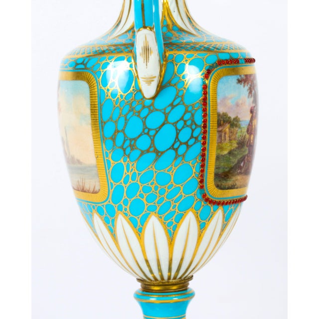 Metal 19th Century French Porcelain Urns, Set of 2 For Sale - Image 7 of 18