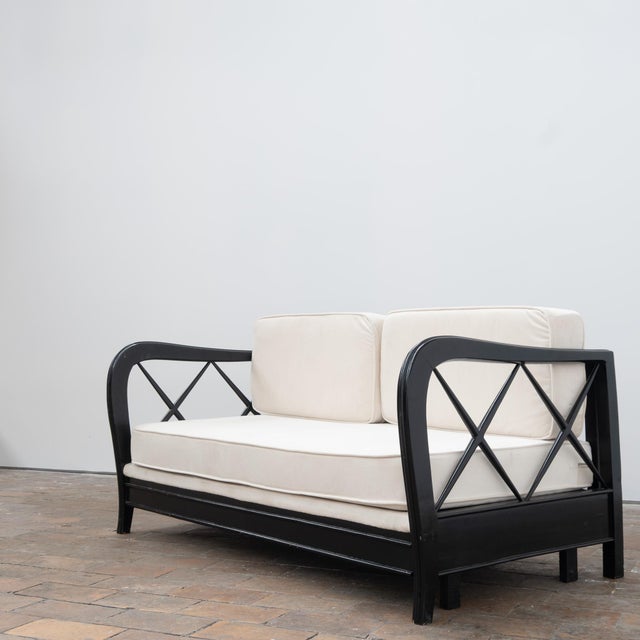 1950s Modular Sofa in Velvet and Wood by Paolo Buffa, 1950s For Sale - Image 5 of 10