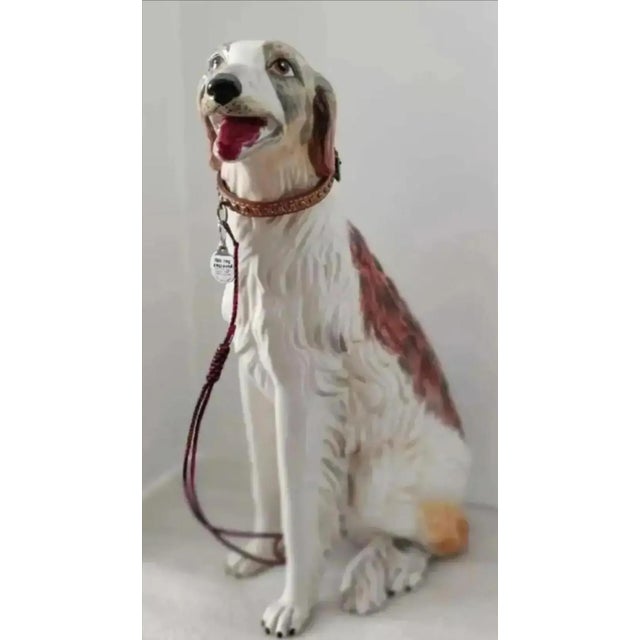 Life Size Glazed Porcelain Borzoi Dog Statue Made in Italy, Circa 1960 For Sale In Atlanta - Image 6 of 13