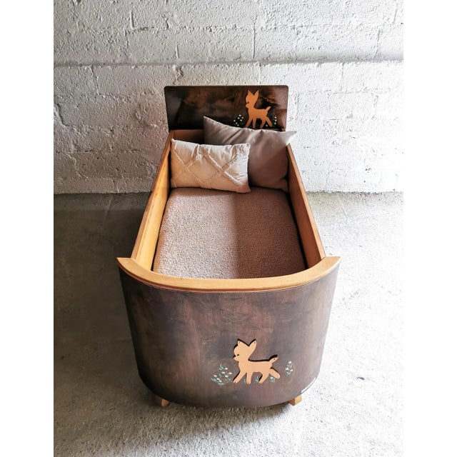 This rare children's bed from the Belgian company Bambily dates back to the 1950s. The front and headboard feature...