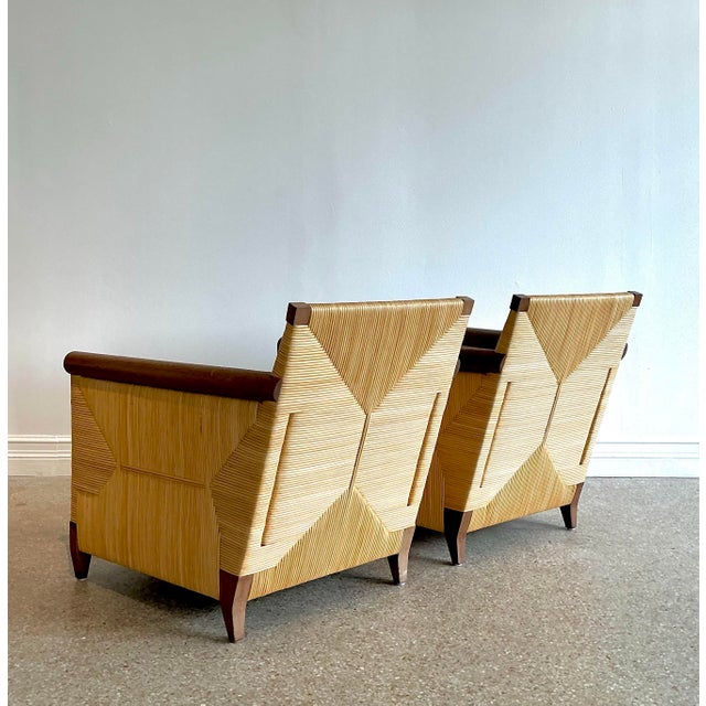 Vintage John Hutton for Donghia “Merbau” Woven Rattan Lounge Chairs - A Pair For Sale - Image 11 of 12