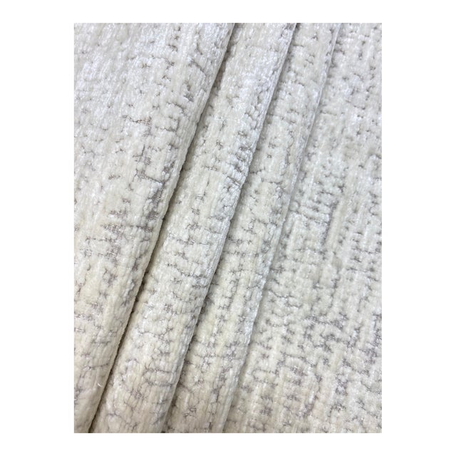 Designer Luxury Ivory Taupe Textured Velvet Water & Stain Resistant Velvet Upholstery Fabric Sta 4176 For Sale