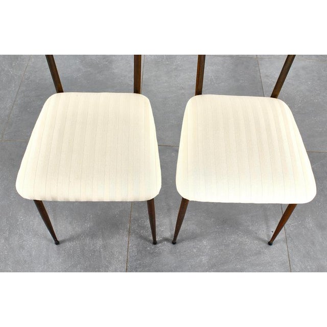 Mid-Century Brass, Metal and White Fabric High-Backed Chairs, Italy, 1950s, Set of 2 For Sale - Image 14 of 18