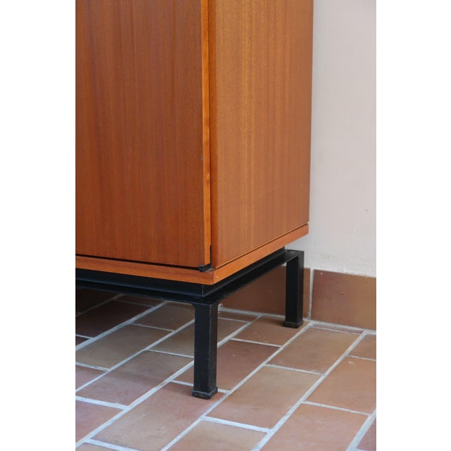 Teak Sideboard with Glazed Centre by Marcel Gascoin for Alveole, France, 1960s For Sale - Image 13 of 18