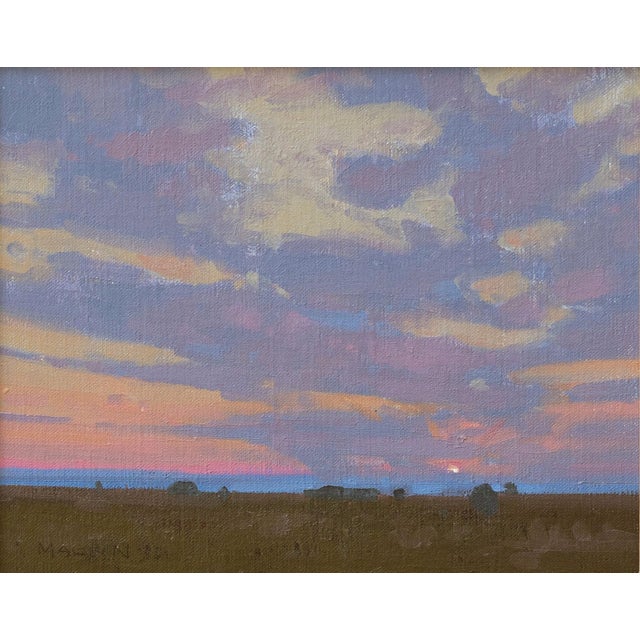 On the Horizon by Michael Magrin | Oil on linen Landscape with sunset and clouds. For Sale