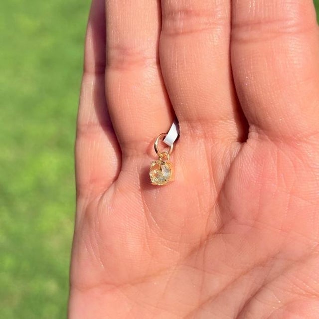 Oval Cut Yellow Diamond Solitaire Charm Pendant in 14k Yellow Gold For Sale In New York - Image 6 of 14
