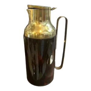 1950s Mid-Century Modern Fake Tortoise Shell Bakelite and Brass Thermos Carafe