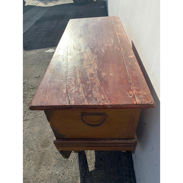 Antique Wood European Blanket Chest Trunk Rustic Storage Cabinet For Sale In Los Angeles - Image 6 of 10