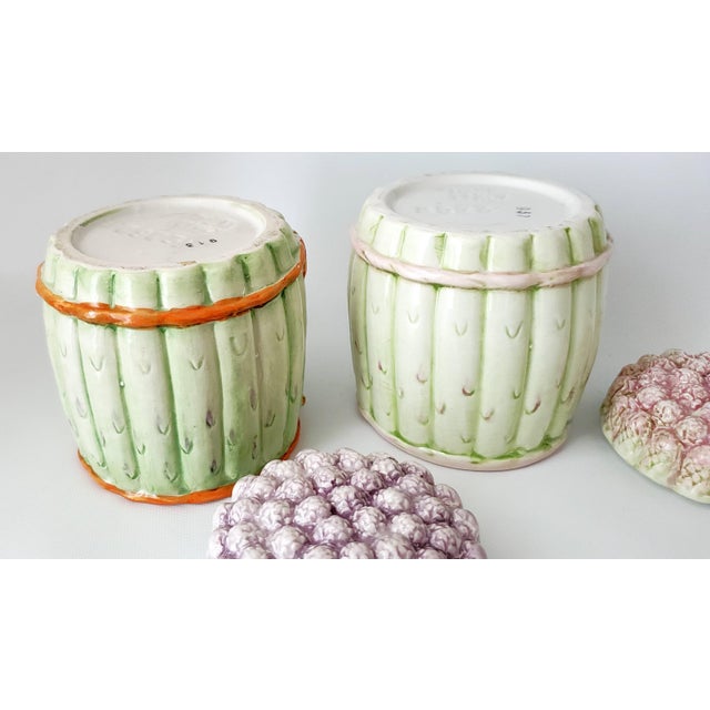 Asparagus Jars Asparagus Trompe l'Oeil Italy Pair For Sale - Image 8 of 9