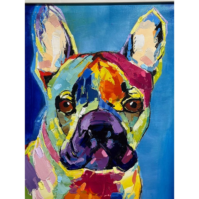Abstract W Biaggi French Bulldog Painting. Large and Colorful. For Sale - Image 3 of 10