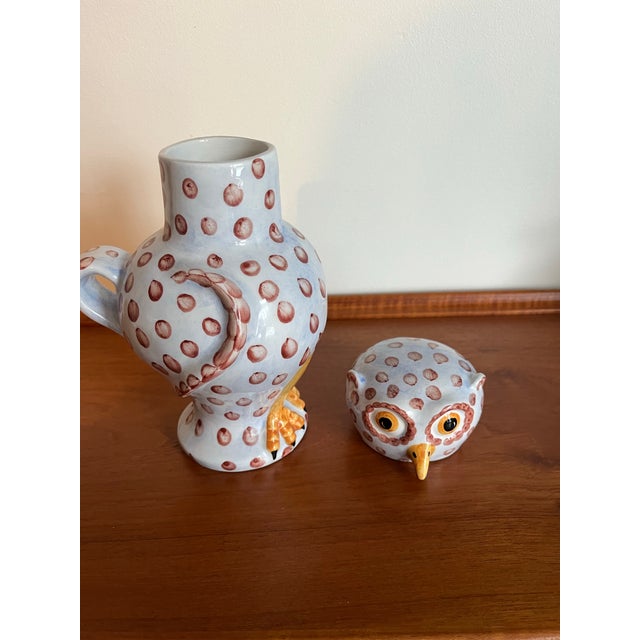 Vietri Italian Hand-Painted Owl Bedside Water Pitcher and Tumbler For Sale - Image 11 of 12