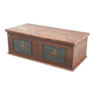 Rustic European Old Painted Blanket Chest For Sale