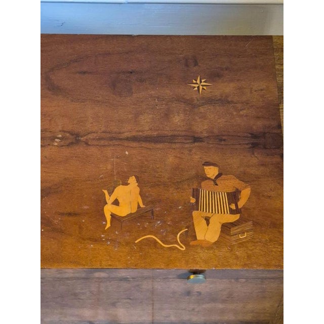 1940s Swedish Modern Blanket Chest or Coffee Table with Marine Intarsia Decor, 1940s For Sale - Image 5 of 17