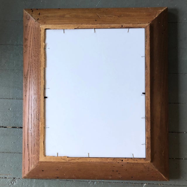 Original Vintage Sepia Conte Drawing Female Portrait Modernist Worm Wood Frame 1950’s For Sale - Image 4 of 5