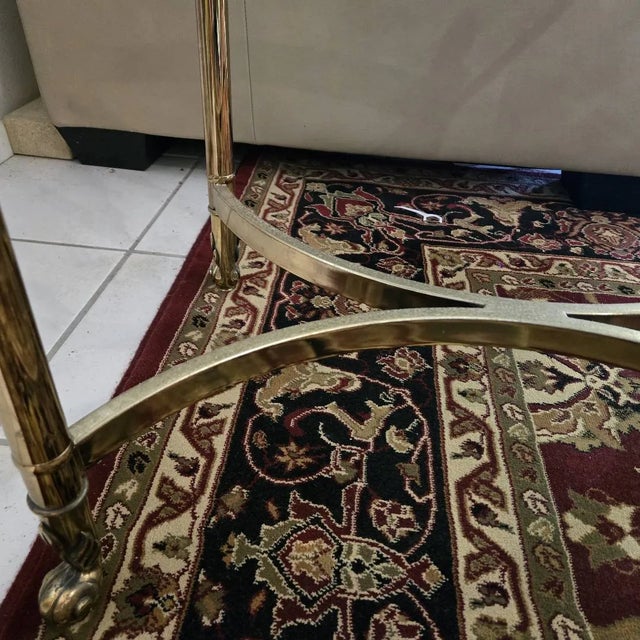 Vintage Brass/Gold Metal Glass Top End Table Hollywood Regency La Barge Style For Sale In Savannah - Image 6 of 9