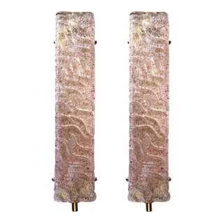 Luxury Gold Wall Sconces With Ametista "Graniglia" Murano Glass --Set of Two For Sale