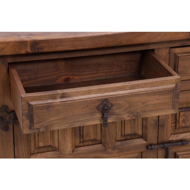 Brown Spanish Baroque Style Walnut Chest of Drawers with Iron Fittings, 1960s For Sale - Image 8 of 15