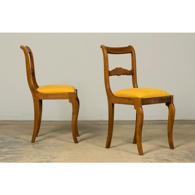Set of 10 Mid-19th C. French Louis Philippe Walnut Dining Chairs in Yellow Linen For Sale - Image 13 of 18
