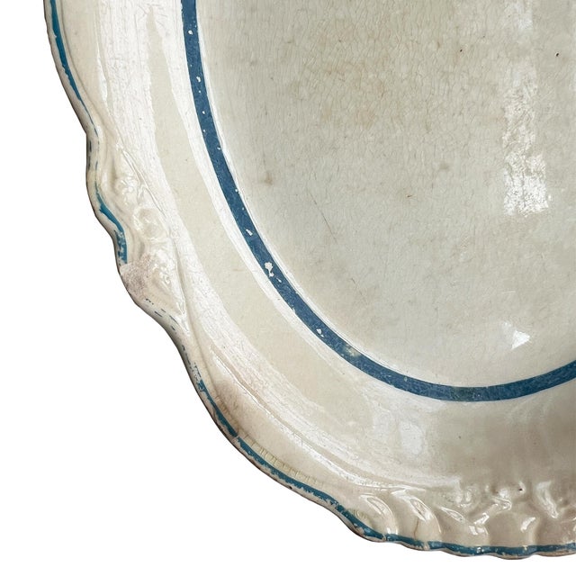 Antique Homer Laughlin “Virginia Rose” Oval Serving Platter – Blue Band Ironston For Sale - Image 4 of 7