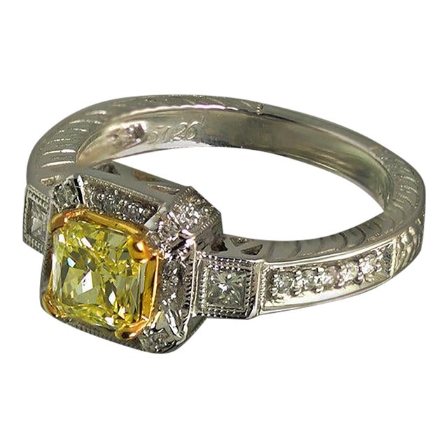 Late 20th Century Yellow Diamond Ring, Size 6.5 For Sale