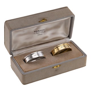 Mid 20th Century French Silver Gilt Napkin Rings from Hermès, 1960s, Set of 2 For Sale