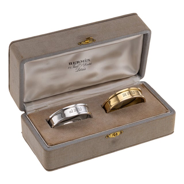 Mid 20th Century French Silver Gilt Napkin Rings from Hermès, 1960s, Set of 2 For Sale