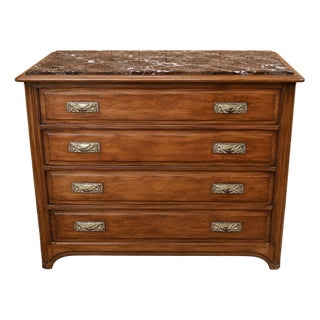 Art Nouveau Chest of Drawers in Mahogany with Marble, 1890s For Sale
