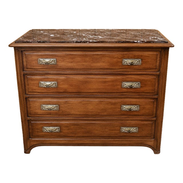 Art Nouveau Chest of Drawers in Mahogany with Marble, 1890s For Sale