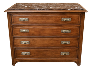 Art Nouveau Chest of Drawers in Mahogany with Marble, 1890s