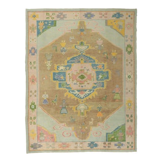 Modern Style Turkish Oushak Rug, 09'00 X 11'07 For Sale