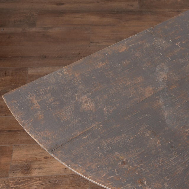 Farmhouse Pair of 19th Century Swedish Painted Demilune Pine Side Tables Consoles For Sale - Image 3 of 16