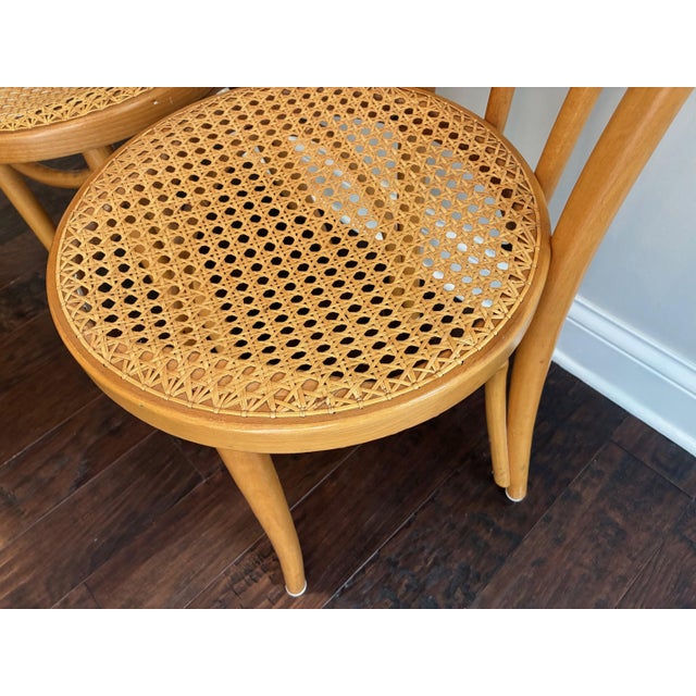 Vintage 1960s Mid-Century Radomsko Thonet Style "Sweetheart" Bentwood Cane Chairs - A Pair For Sale - Image 12 of 17