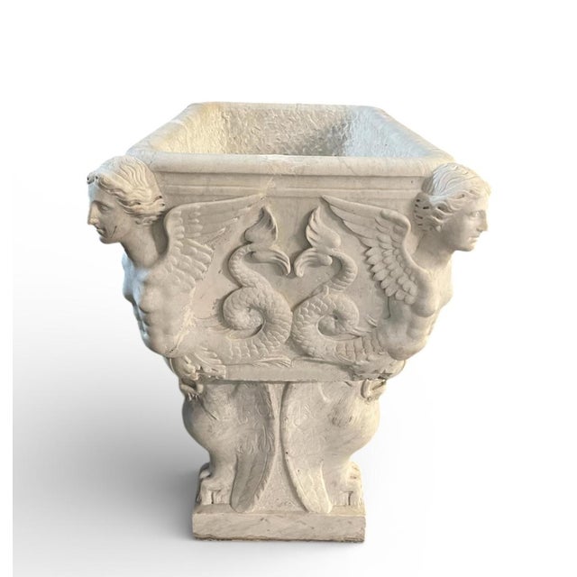 1990s 1990s Italian Neoclassical Style Carved Marble Planter For Sale - Image 5 of 7