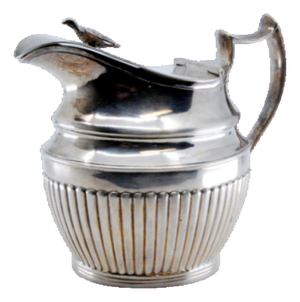Fluted Silver Milk Jug with Half-Body Design