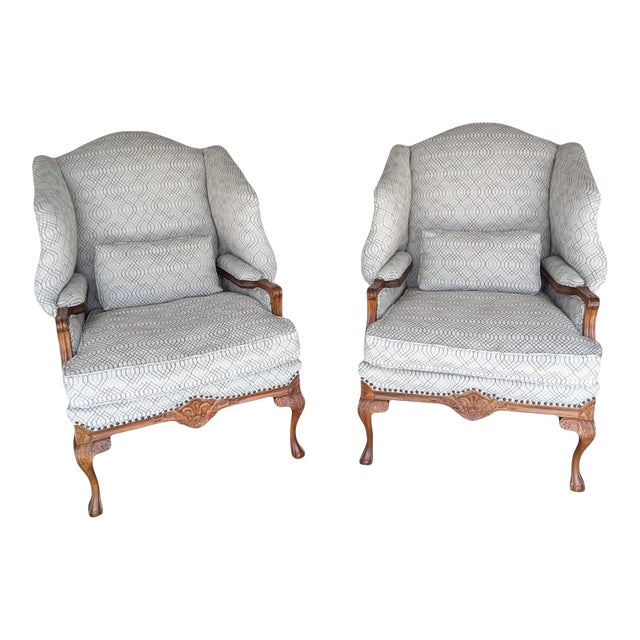 Pair of Early 2000 Deconstucted Style Wingback Chairs For Sale