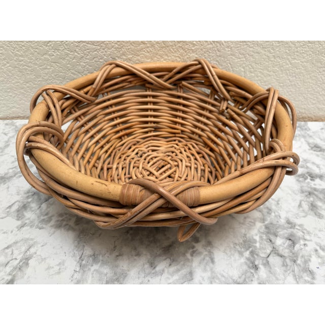 Farmhouse Large Woven Bamboo Wood Elegant Decor Basket For Sale - Image 3 of 7