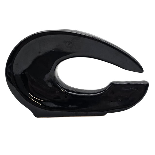 Modern Sculptural Ikebana Ceramic Vase, Crescent Form, 9.25" For Sale - Image 11 of 13